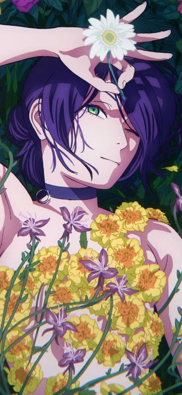 Chainsaw Man - The Movie: Reze Arc, Anime girl, Floral Background, Purple hair, 5K