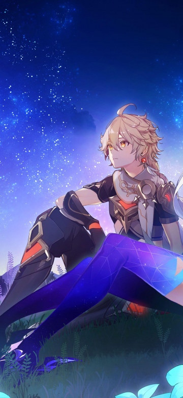 Aether, Skirk, Genshin Impact, Starry sky, Anime couple