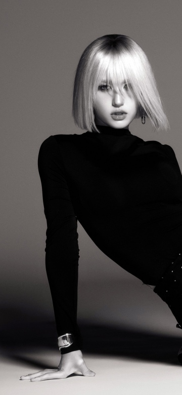 Jeon Somi, Black and White, Woman, Fashion, Model, 5K, K-Pop singers, Black dress