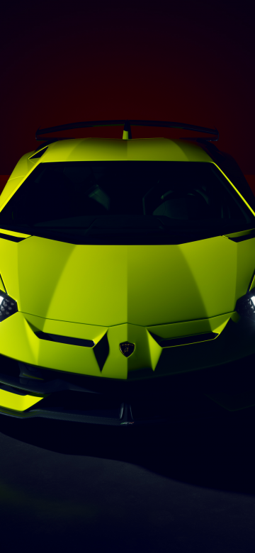 Lamborghini Aventador SVJ, Supercar, Dark background, Green, 5K