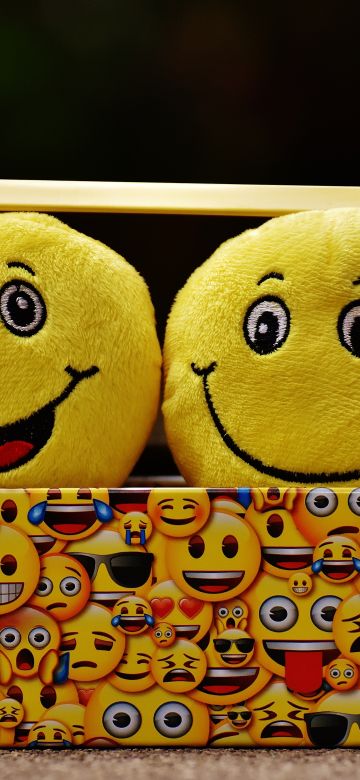 Emoji, Smileys, Yellow box, Cheerful, Smiling, Emoticons, Happiness, Cute expressions, Yellow, 5K