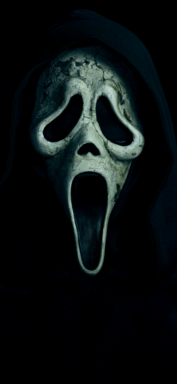 Ghostface, Black background, 5K, Scream, Horror, Mask, AMOLED