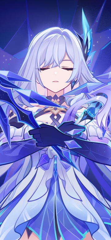Skirk, Anime girl, Anime warrior, Blue aesthetic, Shattered, Genshin Impact