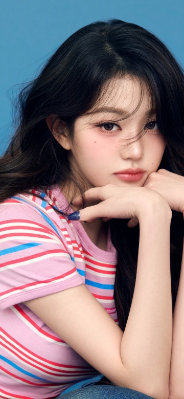 Jang Wonyoung, Blue background, 5K, 8K, K-pop idol