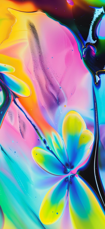 Multicolor, Fluid abstract, Neon colors, 5K