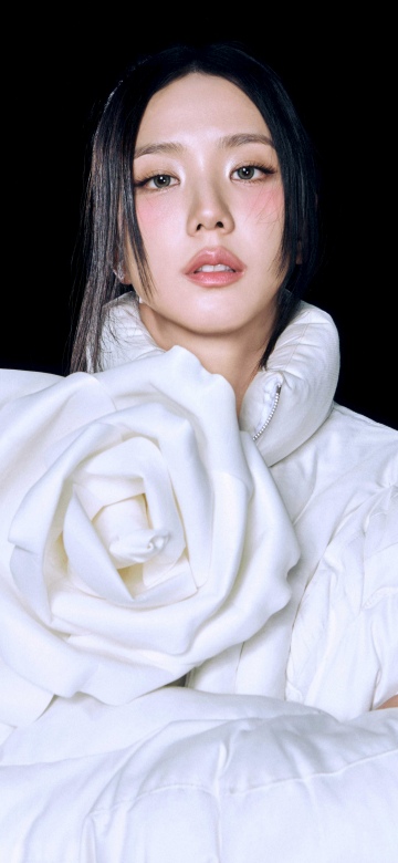 Jisoo, White Dress, Blackpink, 8K, 5K, Black background