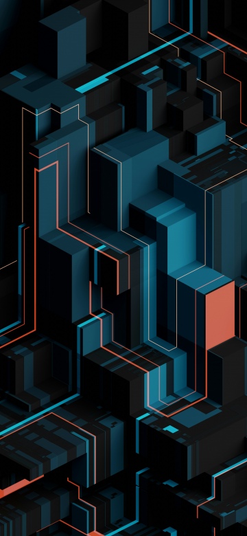 Geometric, Abstract background, Futuristic, Dark theme, Dark blue, Patterns, 3D background, 5K, 8K