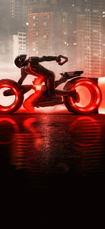 Tron: Ares, Movie poster, Futuristic, Red aesthetic, 5K, 2025 Movies