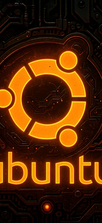 ubuntu, Neon logo, Dark background, Futuristic, 5K