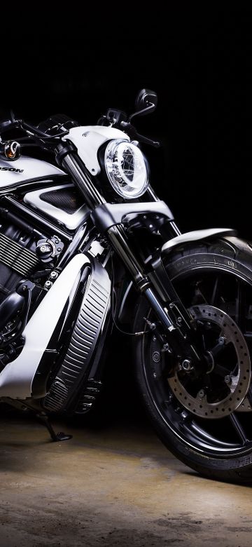 Harley-Davidson, Black background, Motorcycle, White, 5K