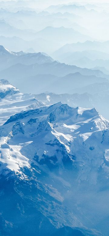 Swiss Alps, Snow covered, Mountains, Glacier, Switzerland, Mountain Peak, Aerial, Fog