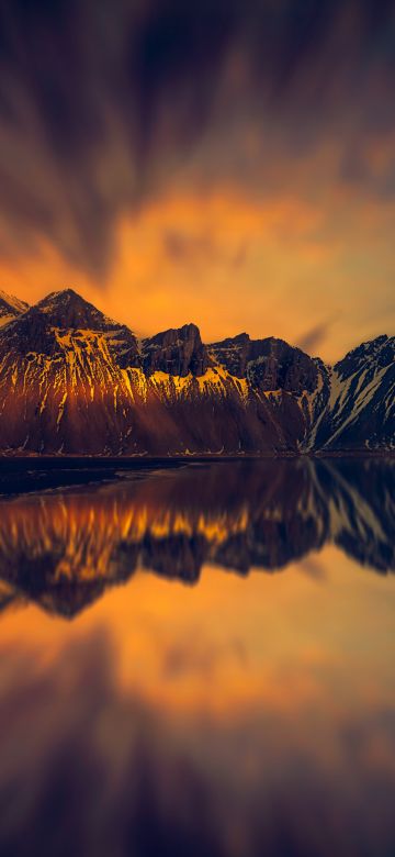 Mountains, Snow covered, Glacier, Reflection, Lake, Dawn, 5K