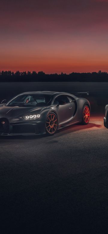 Bugatti Chiron Pur Sport, Bugatti Chiron Super Sport 300+, Night, Sunset, Dark, 2020, 5K, 8K