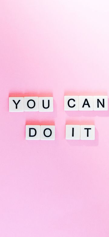 You Can Do It, Pink background, Girly backgrounds, Motivational, Popular quotes, Letters, Aesthetic, 5K, Pastel pink, Pastel background