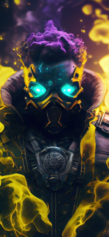Neon mask warrior, iPhone Wallpaper