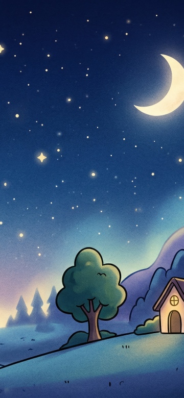 May 2026 Calendar, Cartoonish night scene