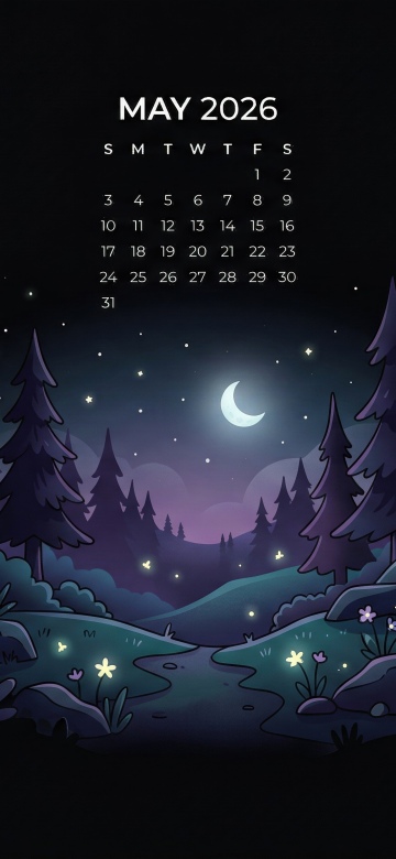 May 2026 Calendar, Dark theme