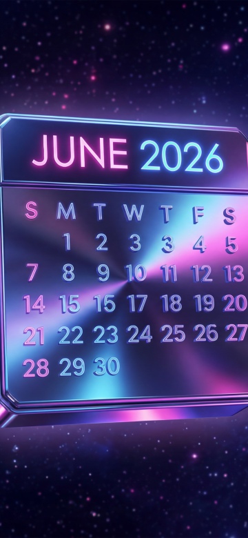 Neon June 2026 Calendar