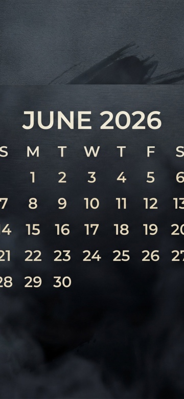June 2026 Calendar, Dark background 5K