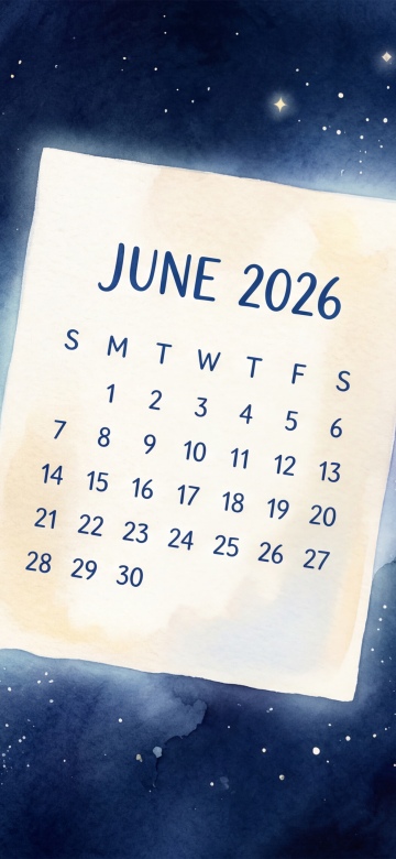 June 2026 Calendar, Starry sky