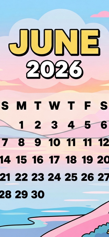 June 2026 Calendar Illustration