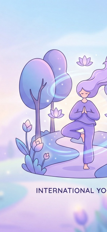 June 2026 Calendar Wallpaper 5K, Yoga Day