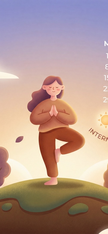 June 2026 Calendar, International Yoga Day 21 June