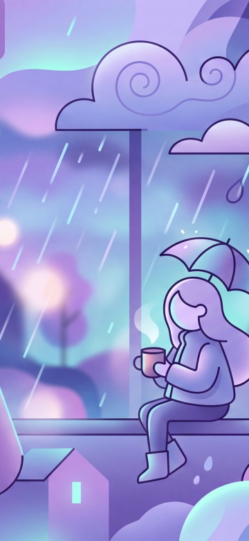 June 2026 Calendar, Rainy day wallpaper