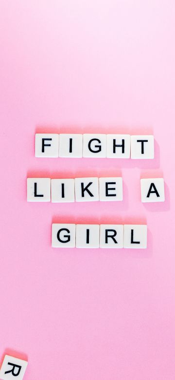 Fight Like A Girl, Pink background, Letters, Girly backgrounds, Popular quotes, Aesthetic, 5K