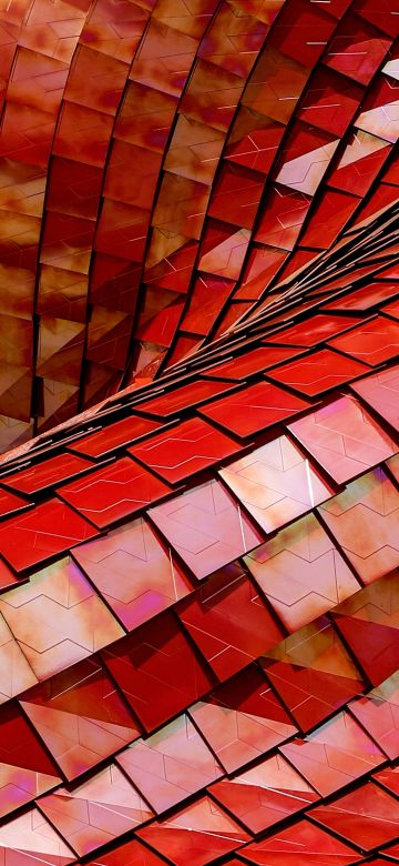 Red Roof, Tiles, Modern architecture, Pattern, Texture, Shapes, 3D, 5K, 8K