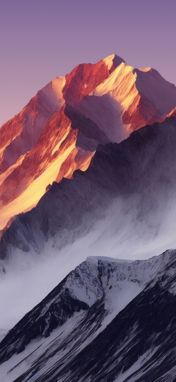 Snow mountains, Golden hour