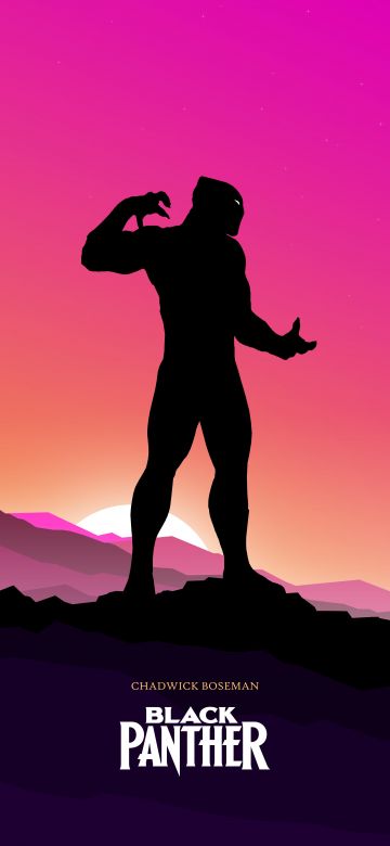 Black Panther, Silhouette, Marvel Superheroes, Gradient background, Aesthetic, 5K