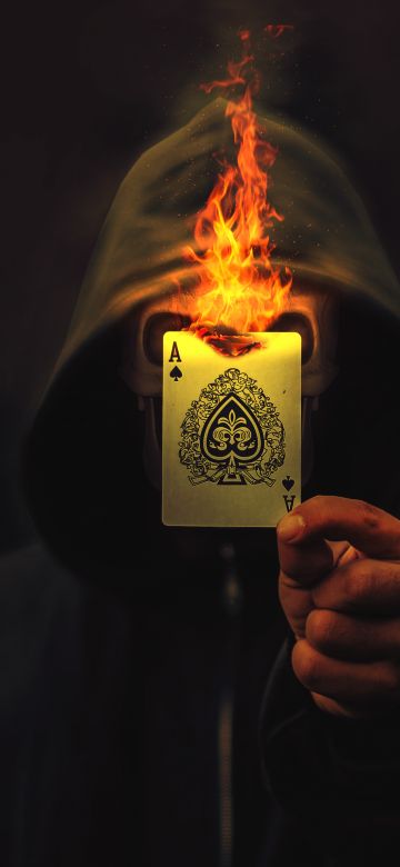 Ace of Spades, Skull, Hoodie, Burning, Playing card