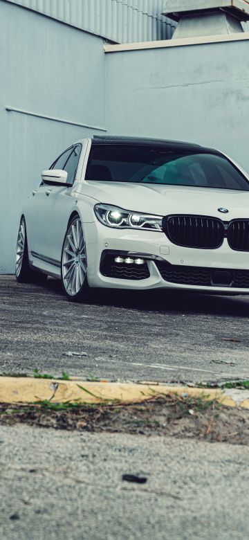 BMW 7 Series, White cars, 5K