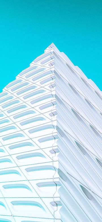 White Pyramid, Illustration, Modern architecture, Geometrical, Pattern, Blue background, 5K