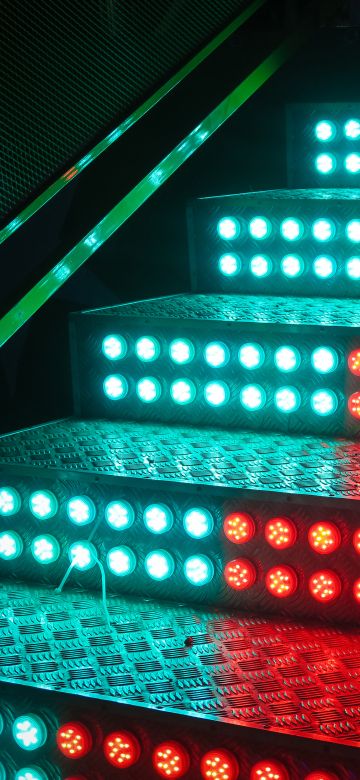 Staircase, LED lights, Steps, Blue, Red, 5K