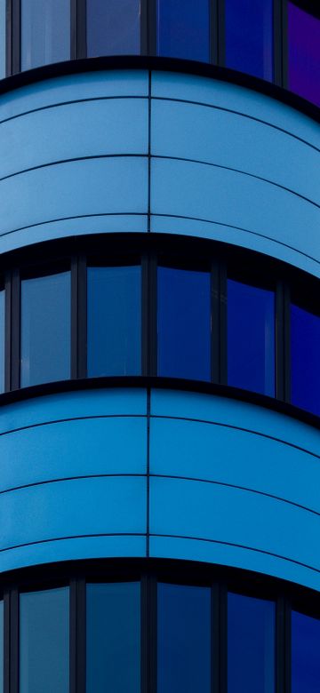 Rijn Tower, Netherlands, Arnhem, Curve, Patterns, Glass building, Blue, Purple, 5K