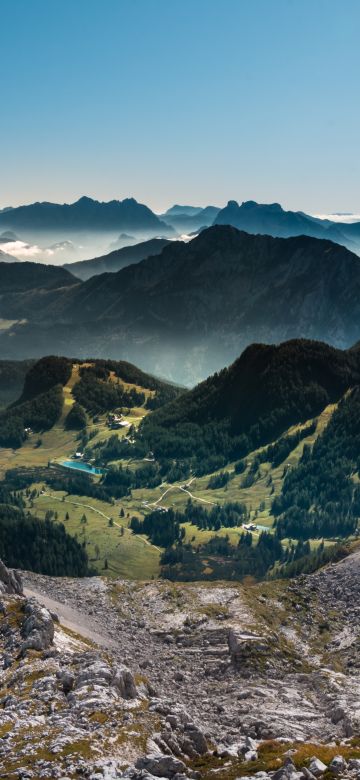 Warscheneck, Eastern Alps, Austria, Landscape, Mountain range, Valley, Village, Scenery, Blue Sky, 5K