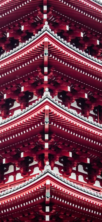 Pagoda, Tokyo, Japanese, Ancient architecture, Buddhism, Red