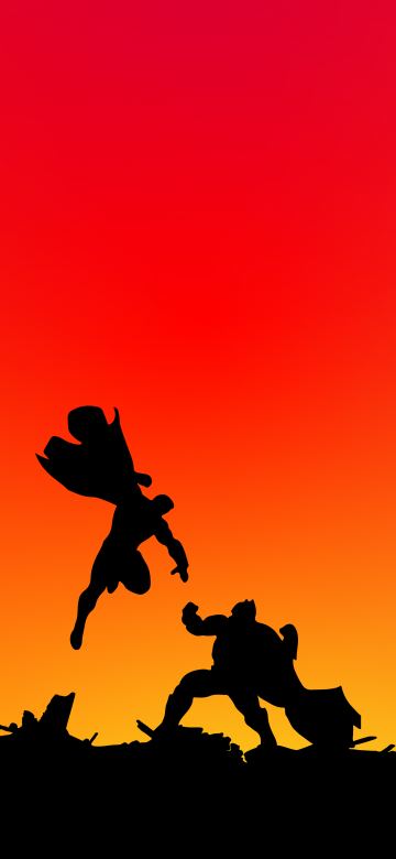 Batman v Superman, Silhouette, Gradient background, 5K, 8K, Simple