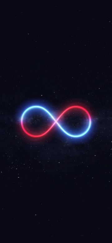 Infinity, Stars, Night sky, Dark background, Illuminated, Glowing, 5K, Simple