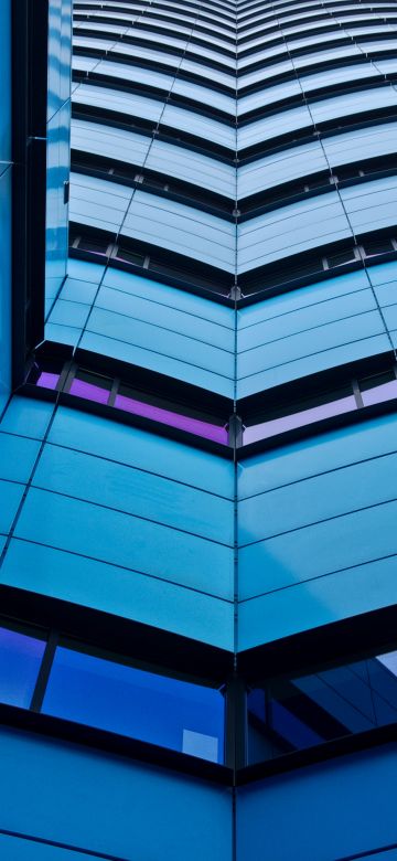 Rijn Tower, Modern architecture, Arnhem, Netherlands, Blue, Low Angle Photography, Pattern, Urban, Metropolitan, 5K