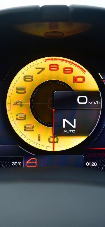 Ferrari Roma, Cockpit, Sports cars, Interior, Instrument Cluster, Speedometer, 2021, 5K