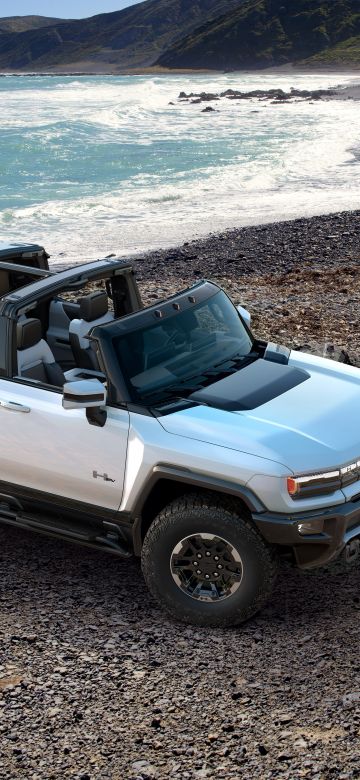 GMC Hummer EV, Beach, Electric SUV, Sunset, Luxury SUV, Electric trucks, 2022, 5K