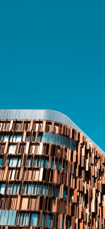 Assago Milanofiori Nord, Milan, Italy, Modern architecture, Brown building, Blue Sky, Clear sky, Office building, Pattern, 5K, Metro station