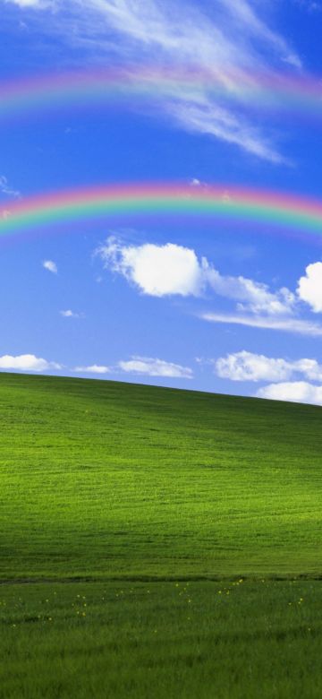 Windows XP, Bliss, Landscape, Rainbow, Blue Sky, 5K