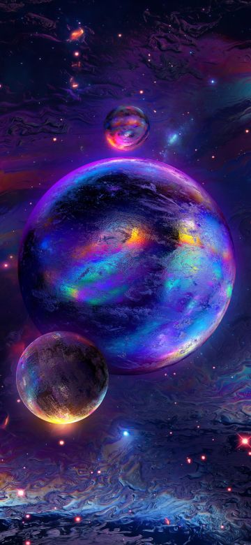 Spheres, Cosmos, Nebula, Colorful, Glowing, Rainbow