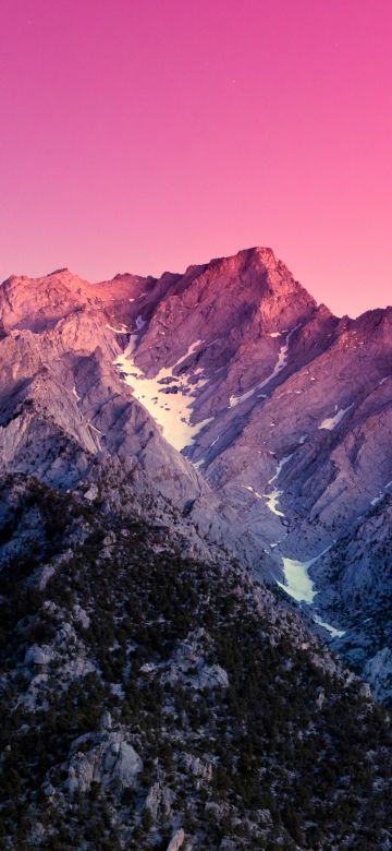 Sierra Nevada, Aesthetic, California, Mountains, Evening, Pink sky, Sunset, Gradient background, Scenic, Peak, 5K