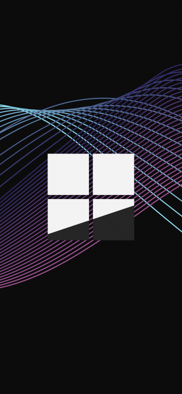 Microsoft Windows, Logo, Waves, Dark background, Purple, 5K