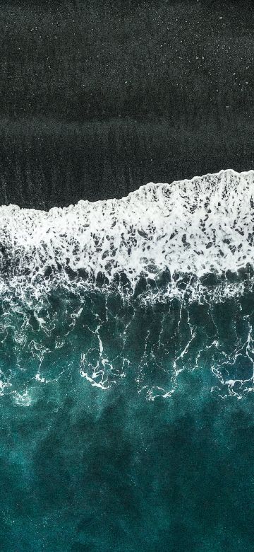 Beach, 5K, Aerial view, Seashore, Ocean